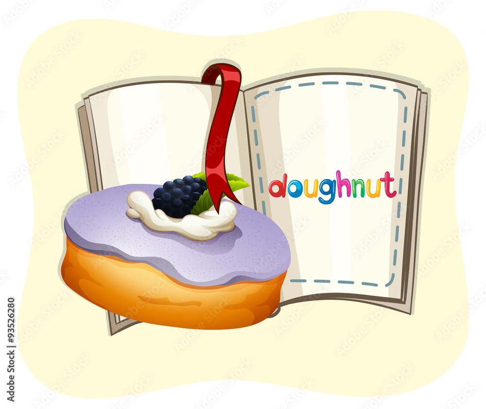 Blueberry flavor doughnut and book