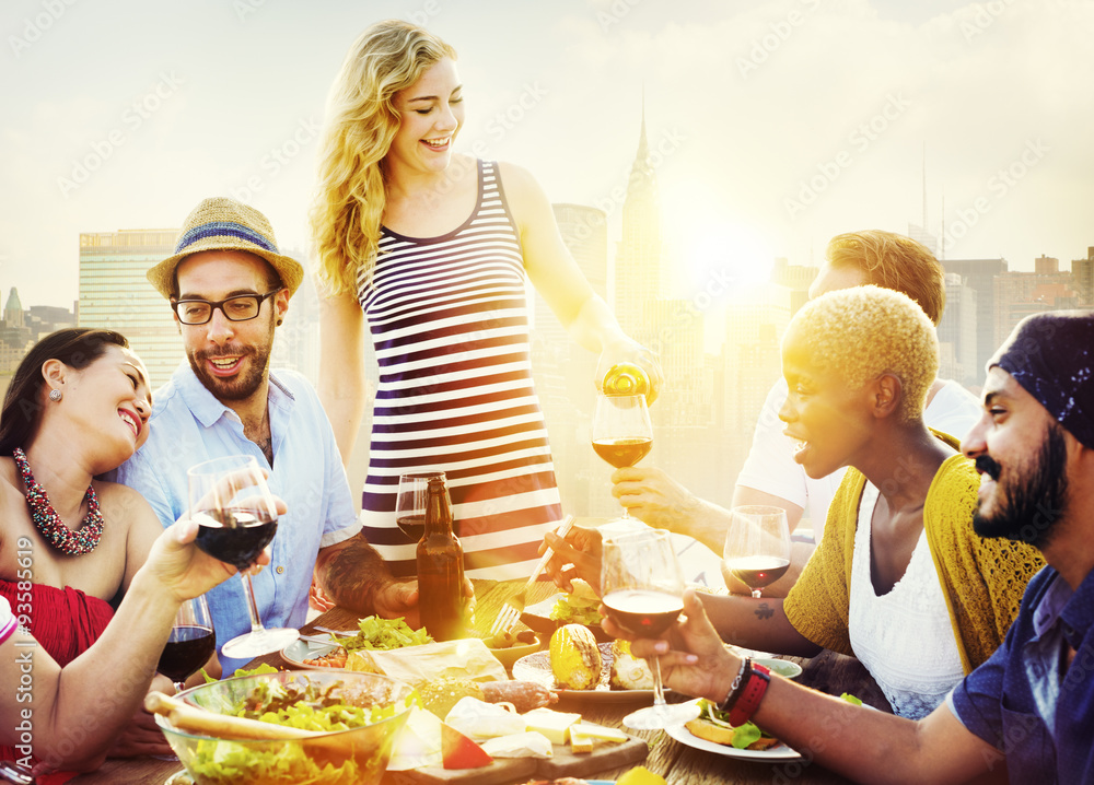 Diverse People Friends Hanging Out Drinking Concept