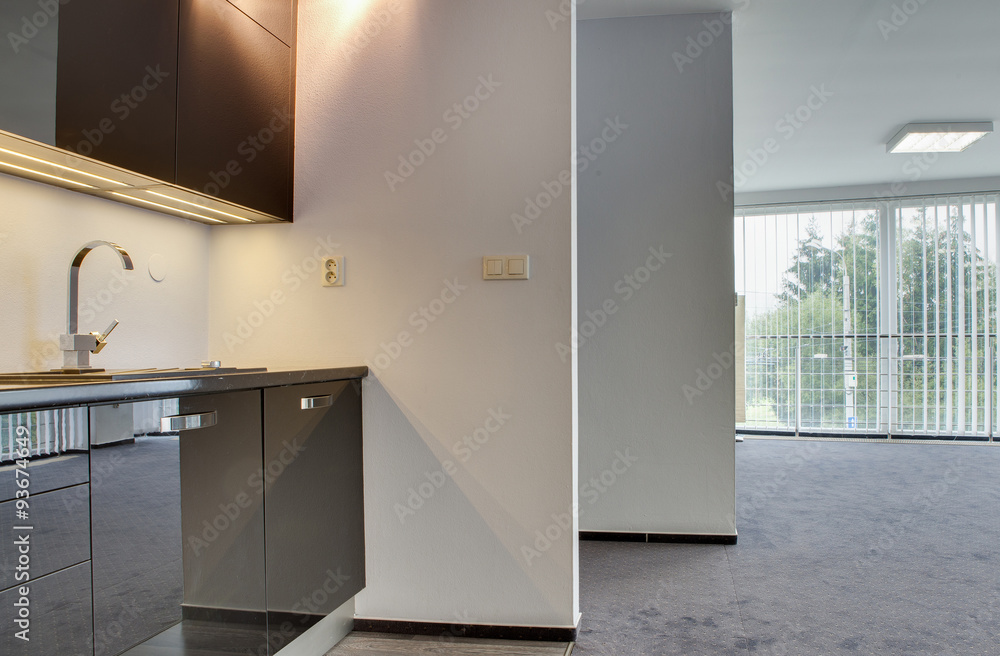  Modern kitchen in Living room apartment