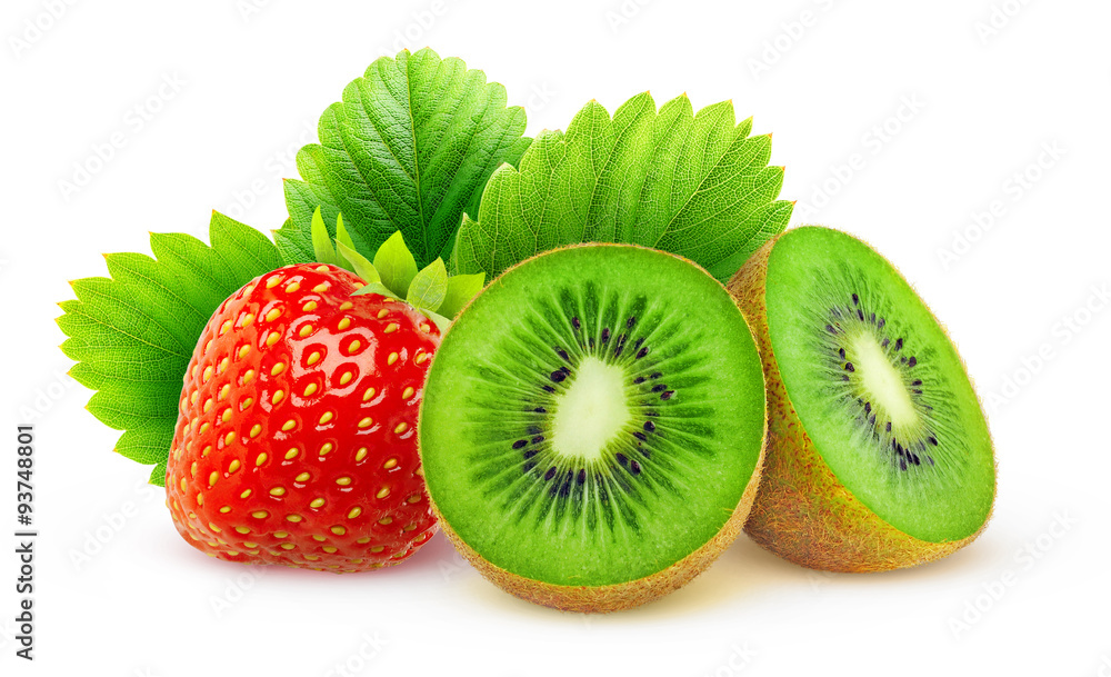 Kiwi and strawberry isolated