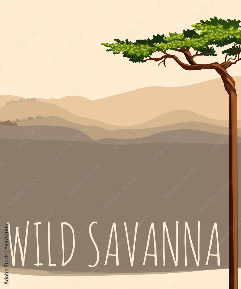 Nature scene with wild savanna