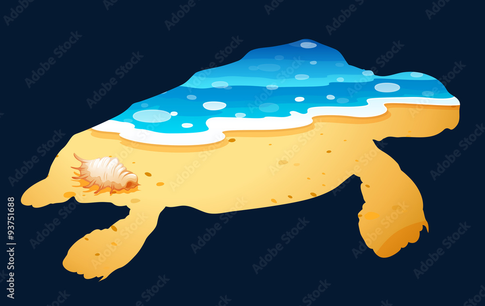 Save wildlife theme with sea turtle