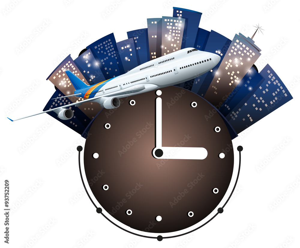 Airplane flying around the clock