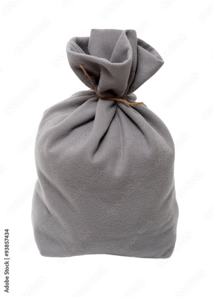 grey textile bag isolated on white