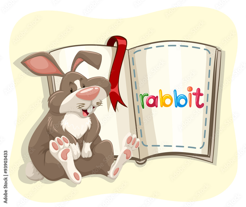 Cute rabbit and a book