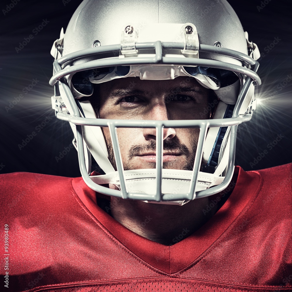 Composite image of american football player in red jersey