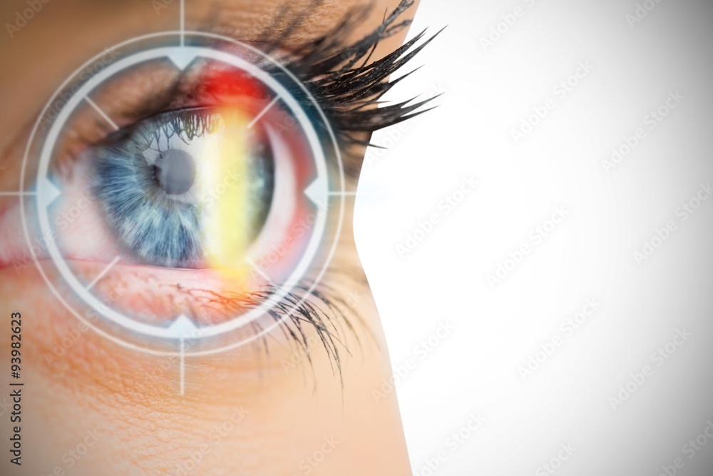 Close up of female blue eye