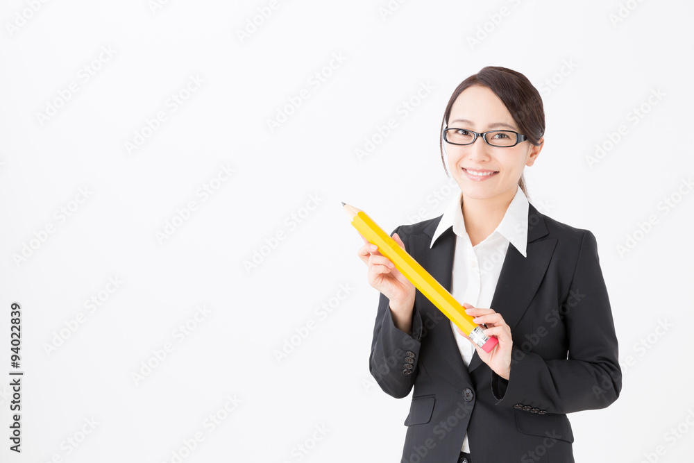 portrait of asian businesswoman on white background