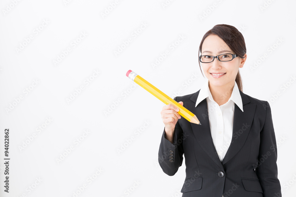 portrait of asian businesswoman on white background