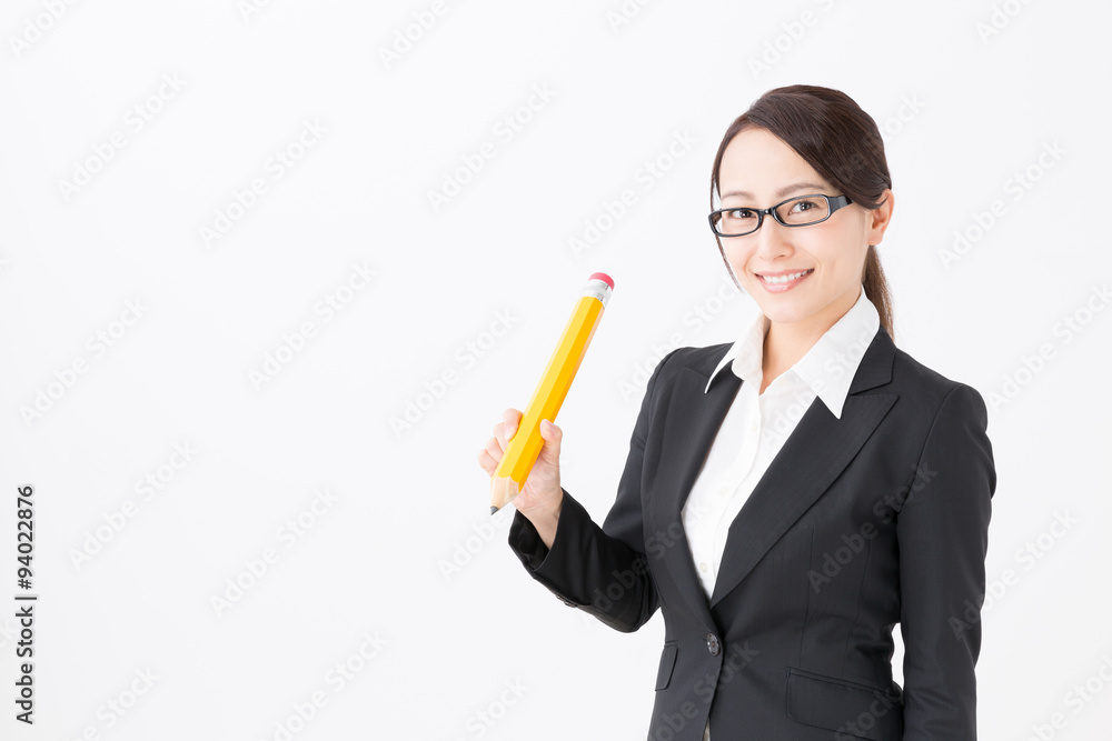 portrait of asian businesswoman on white background