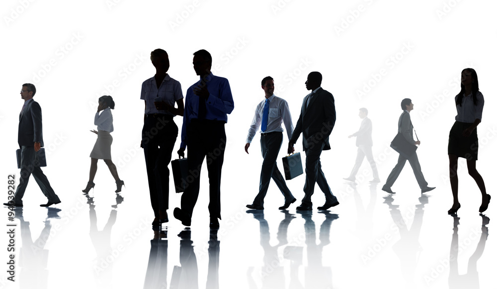 Corporate Business People Walking Rush Hour Concept