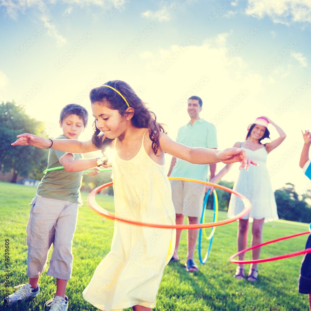 Family Bonding Park Relaxing Exercise Concept