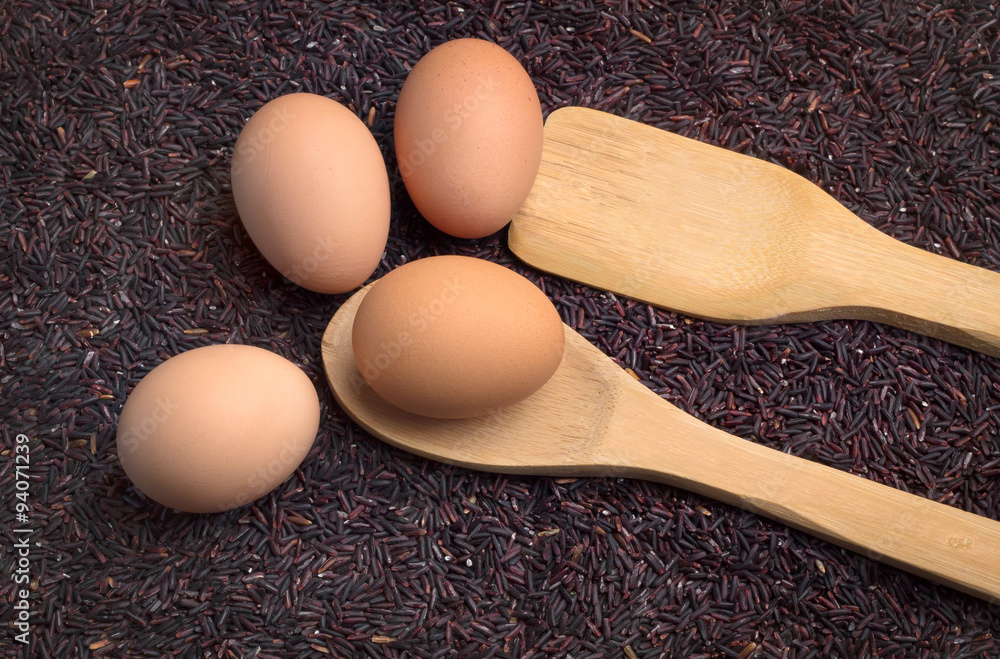 Raw Rice berry rice and egg