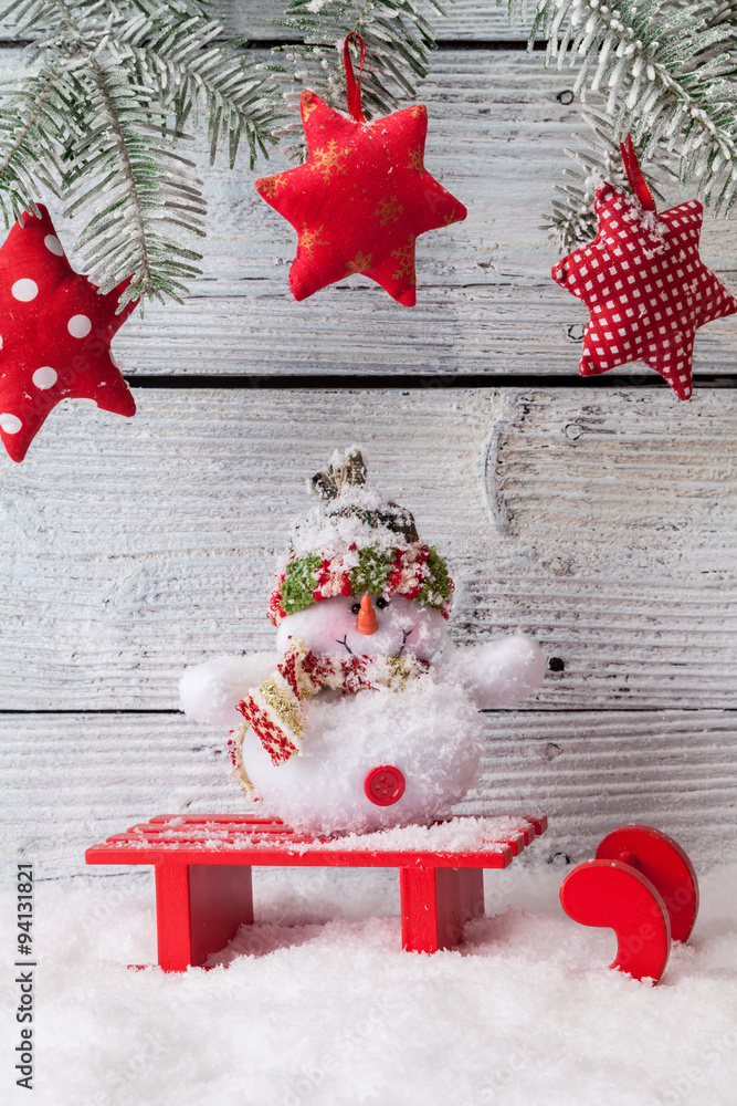 Christmas still life decoration with wooden background