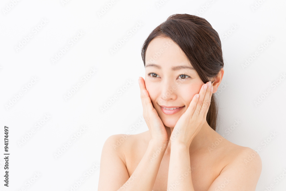 attractive asian woman beauty image on white background