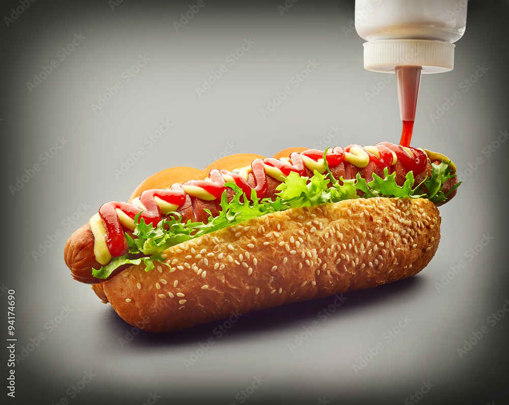 Hot dog with ketchup