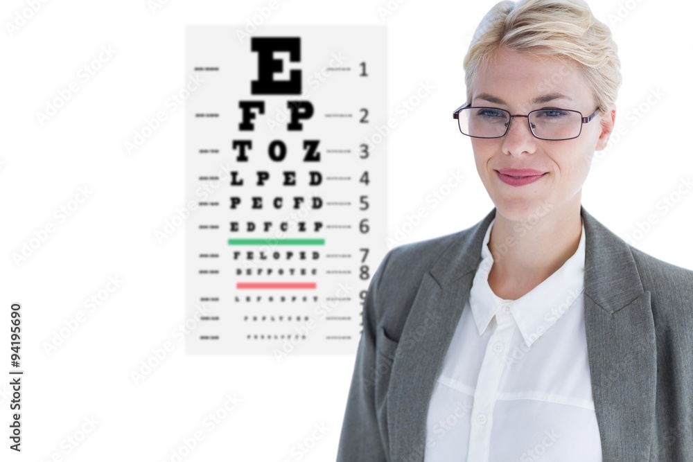 Composite image of portrait of beautiful businesswoman