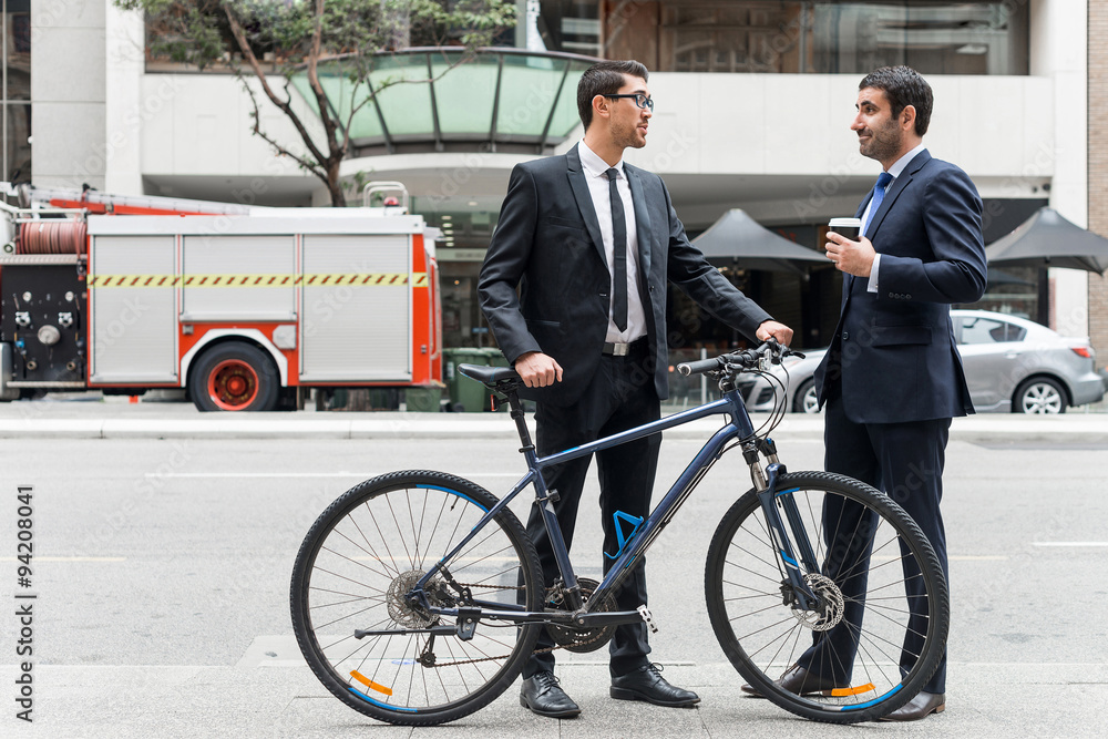 Two businessmen having walk