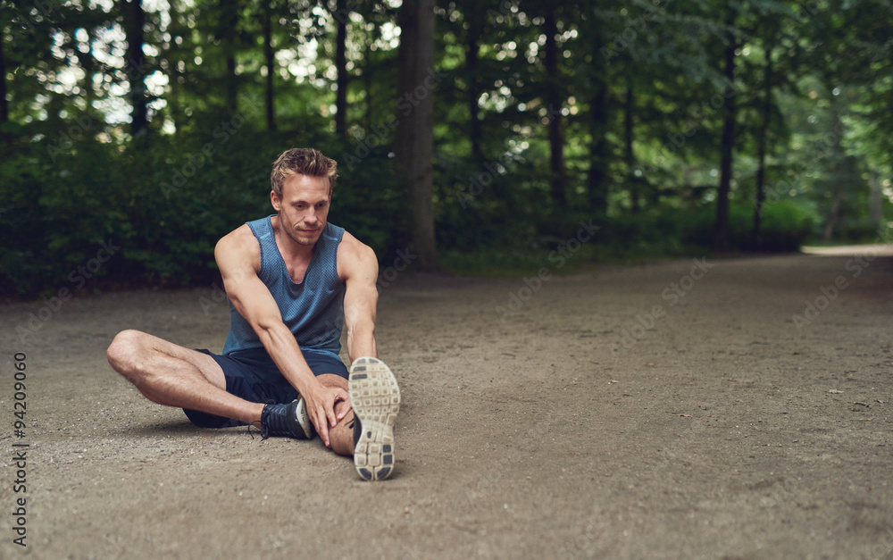 Athlete limbering up before training