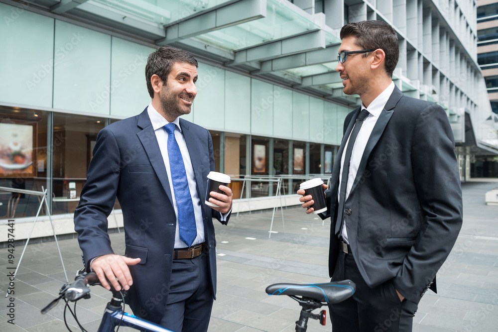 Two businessmen having walk