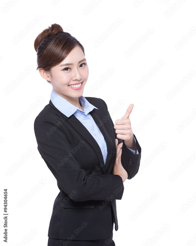 business woman show thumb up