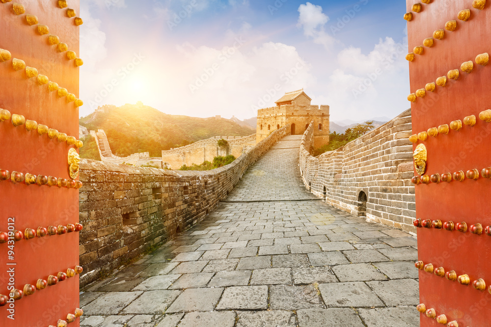 Great wall under sunshine during sunset，in Beijing, China