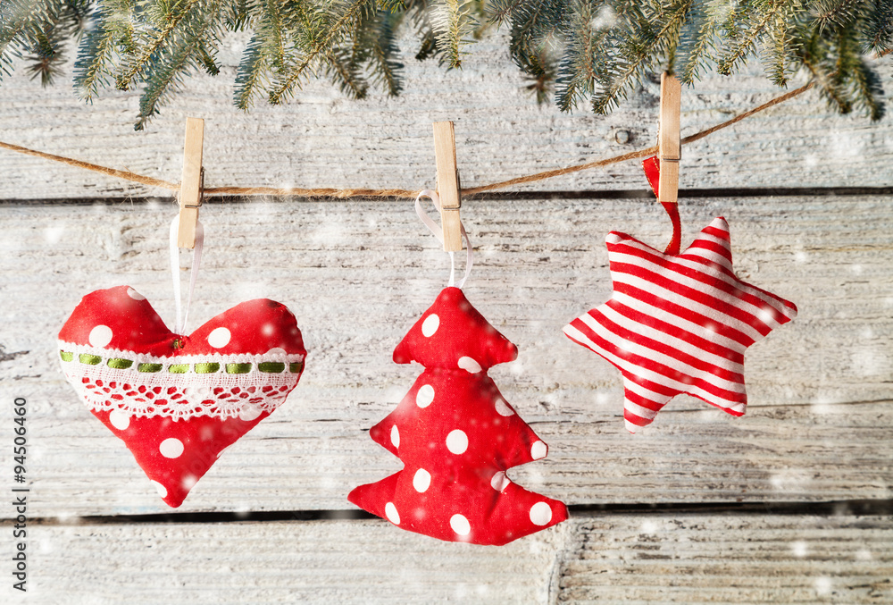 Christmas decoration over wooden background