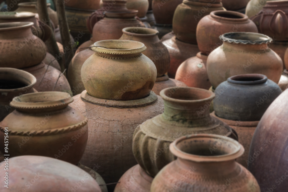 pots clay collections show out door