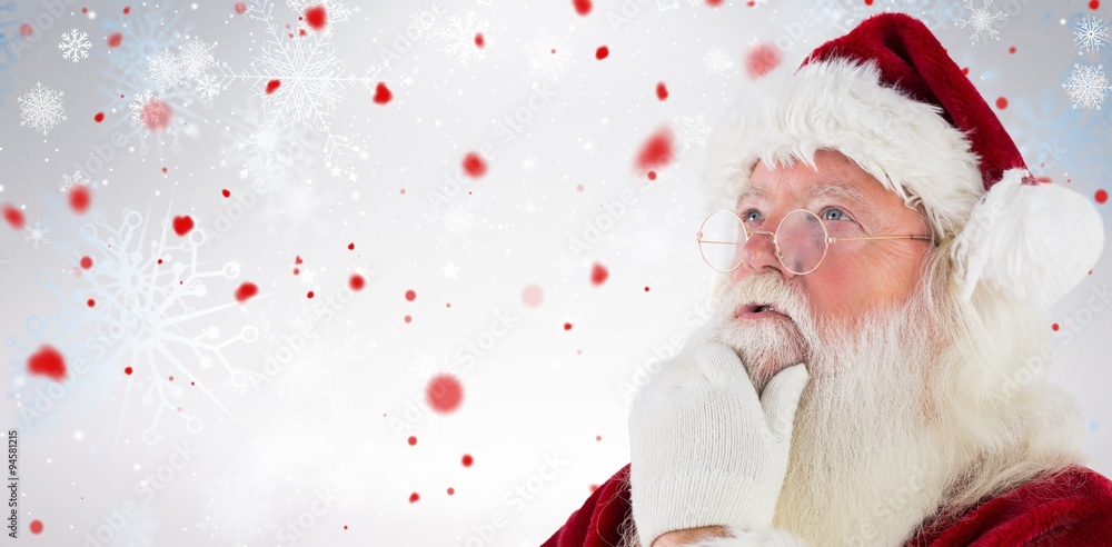 Composite image of santa is thinking about something