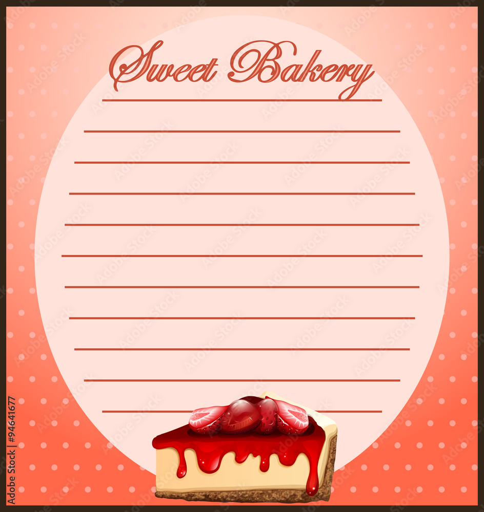 Line paper with strawberry cheesecake