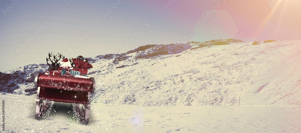 Composite image of santa flying his sleigh