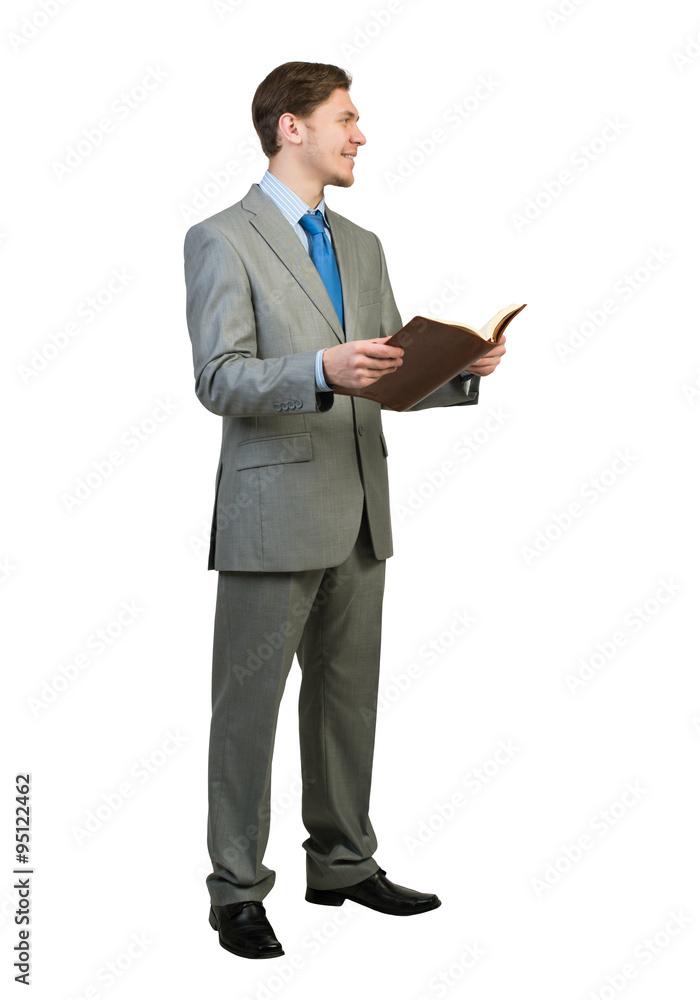 Businessman reading book