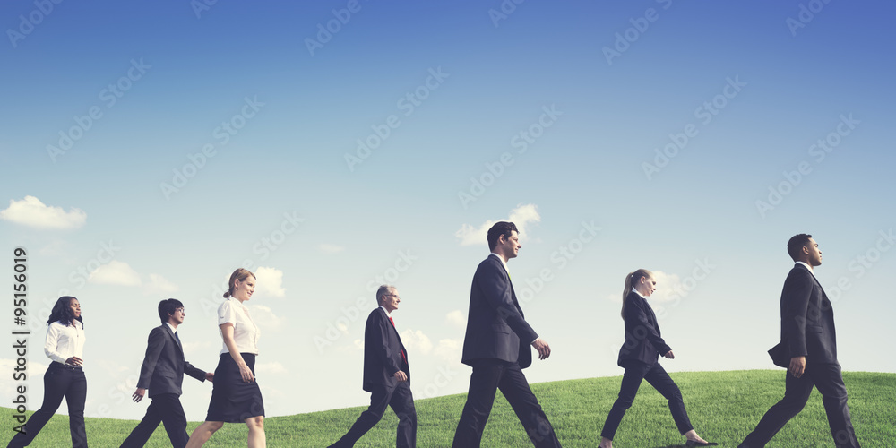 Business People Walking Outdoors the Way Forward Concept