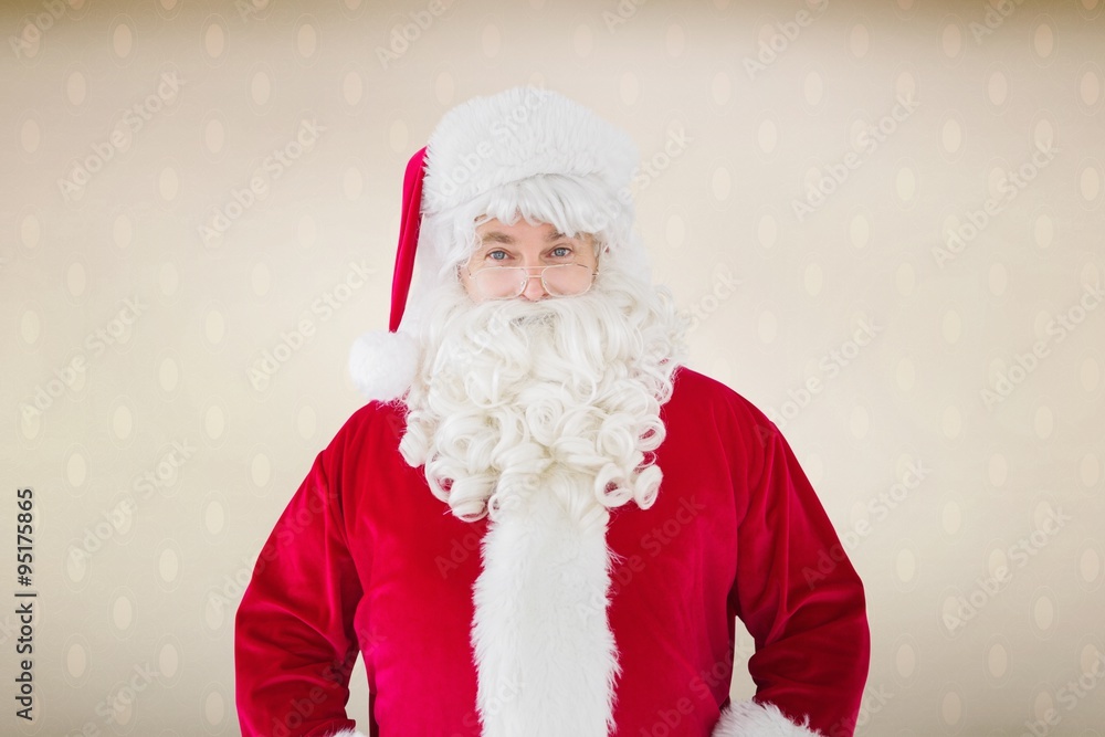 Composite image of portrait of smiling santa claus