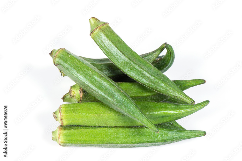 Okras on white background