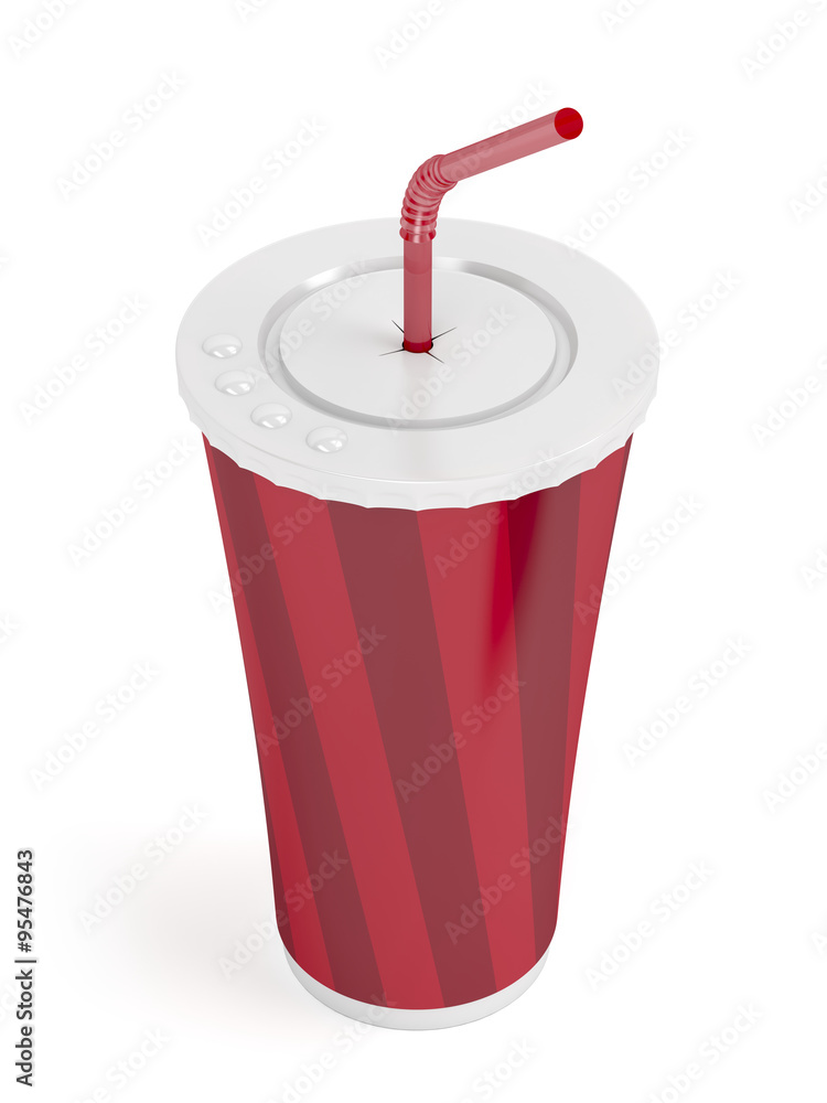 Paper cup with bendable straw