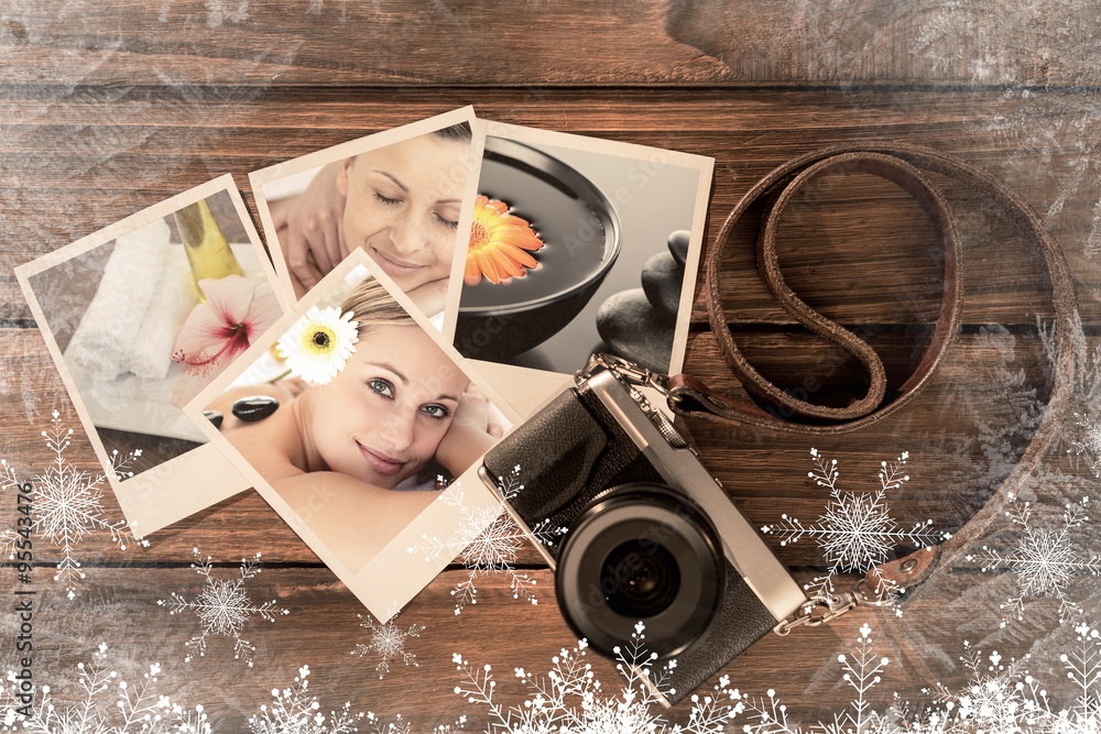 Composite image of charming woman enjoying a back massage 