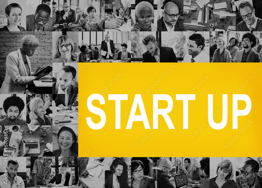 Collage Diverse People Start Up Concept