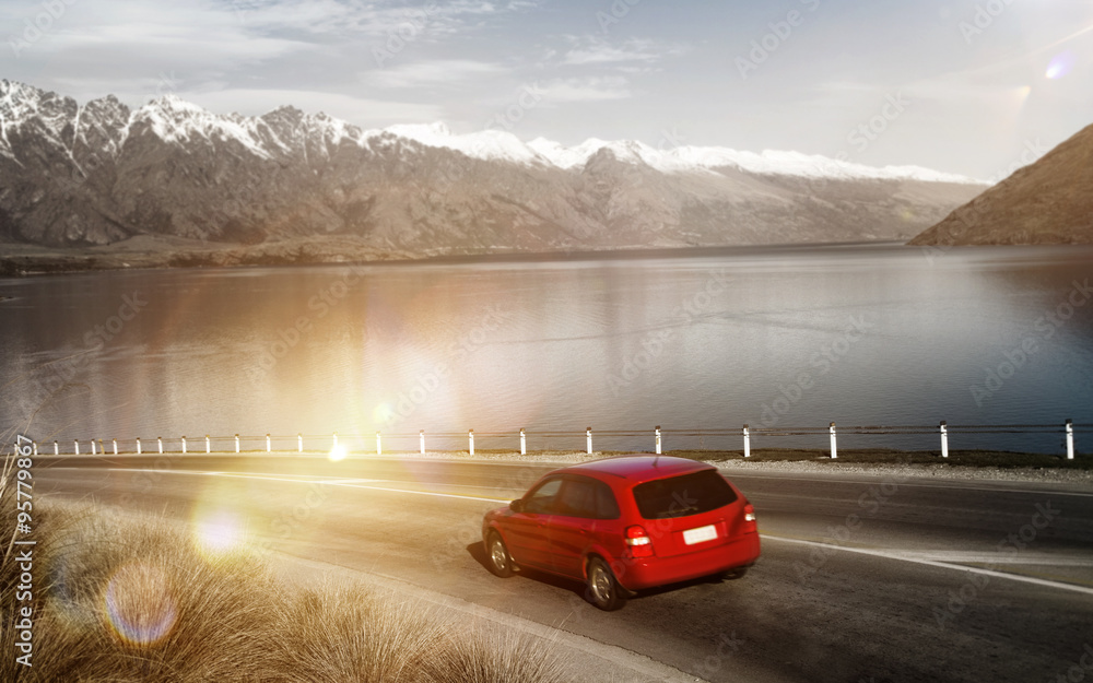 Tranquil Scenery Of Mountain Range Beyond The Road Concept