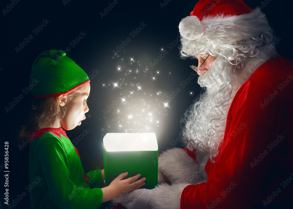 Santa Claus and little girl