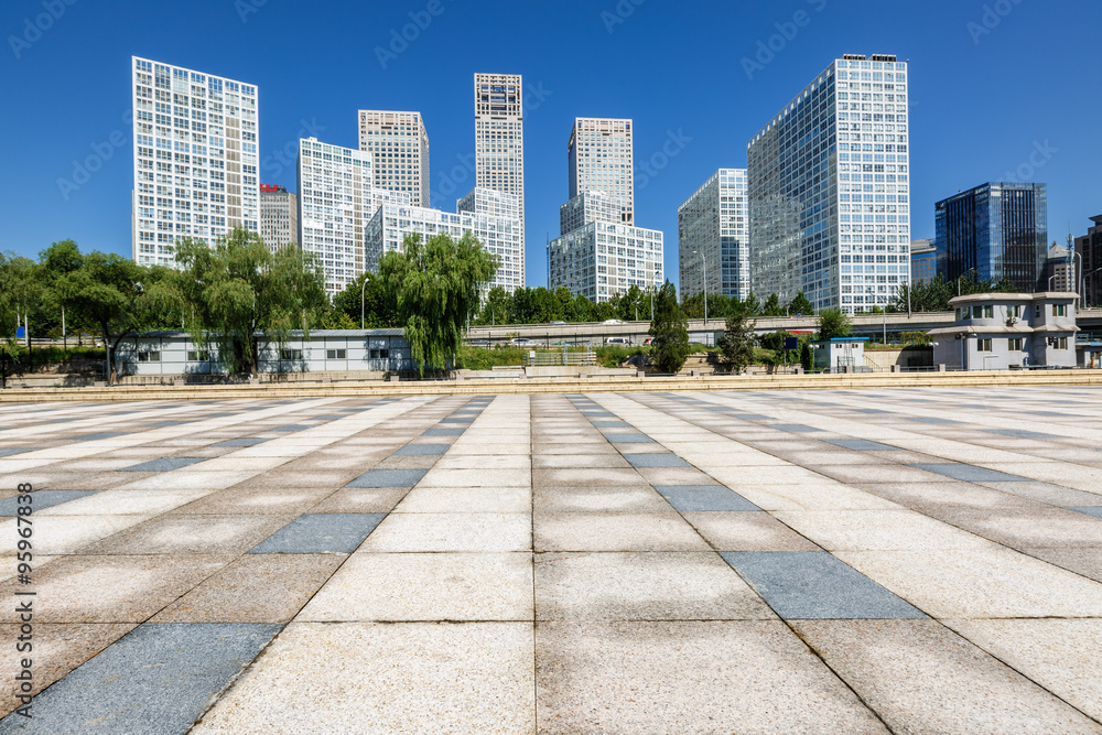 Office buildings scenery in the business city center and the urban square