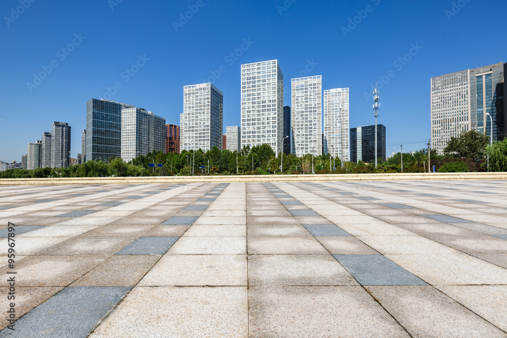 商业城市中心和城市广场的写字楼风景