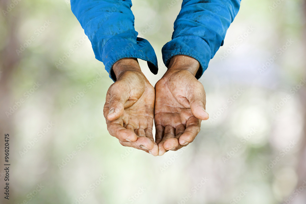  hands of old man asia . with clipping path