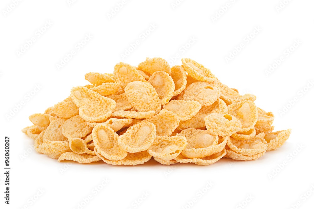 Corn flakes on white