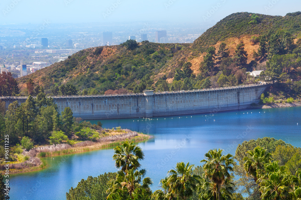 View of Mulholland Dam in Los Angeles, USA