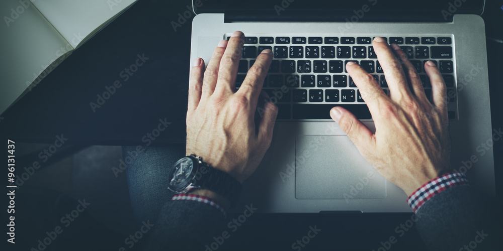 Businessman Working Typing Connect Notebook Concept