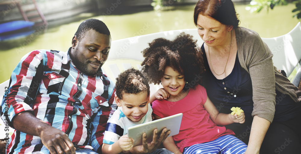 Family Relax Happiness Using Tablet Concept