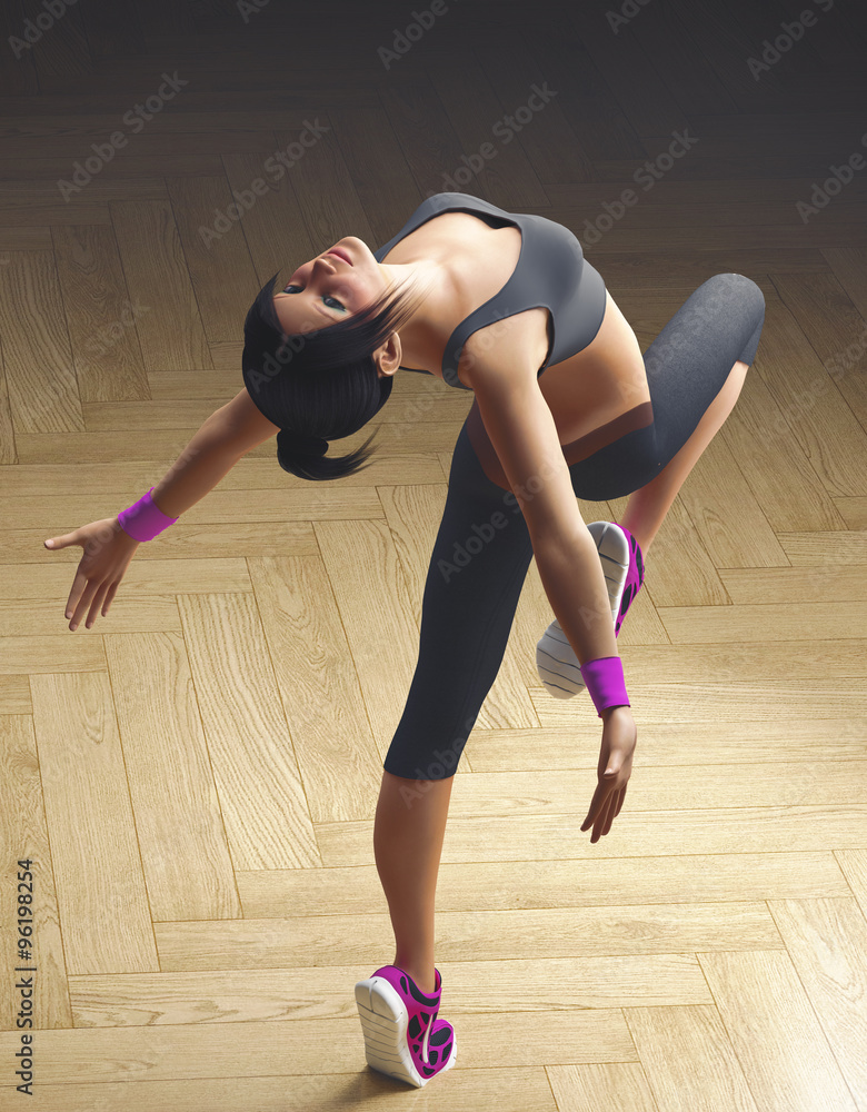 Donna fa ginnastica danza allena