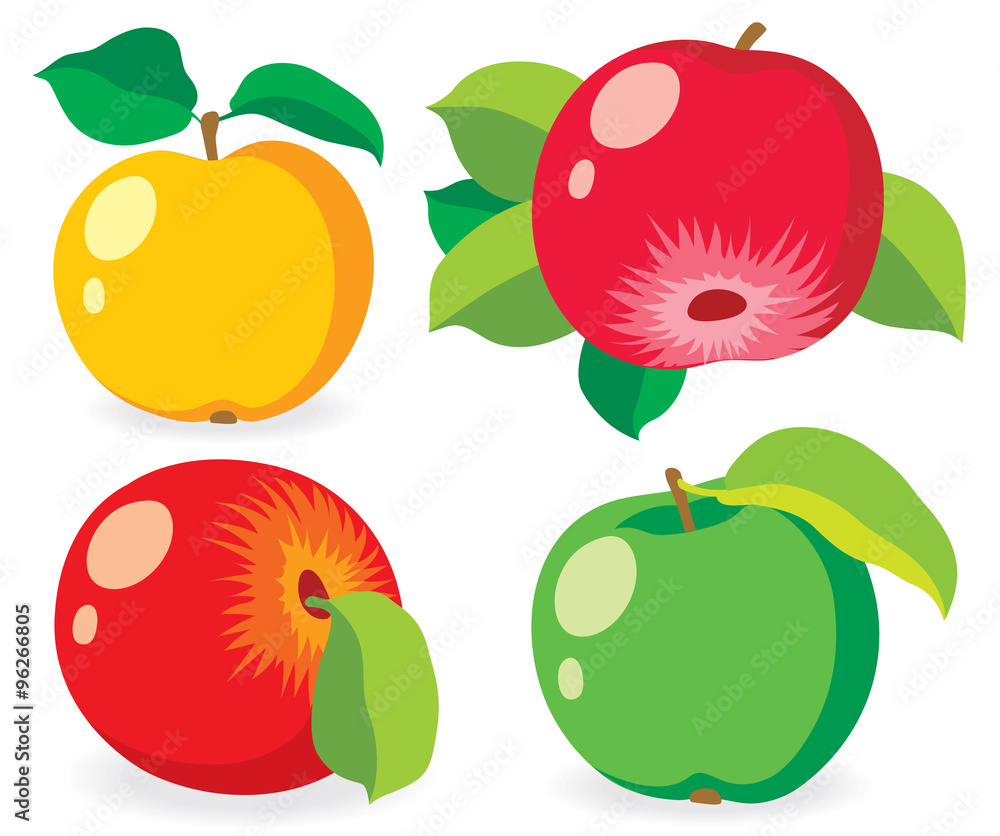 Multicolored vector apples