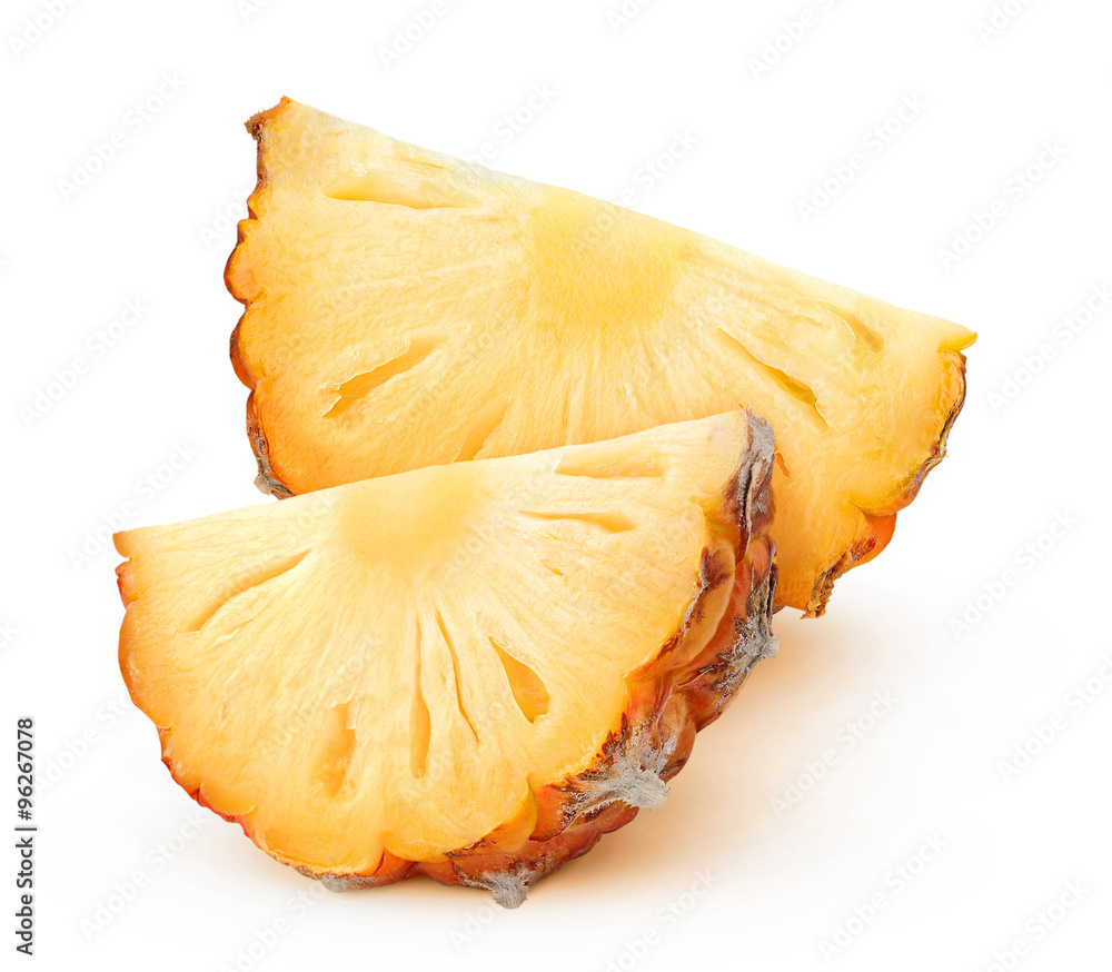 Pineapple chunks isolated with clipping path